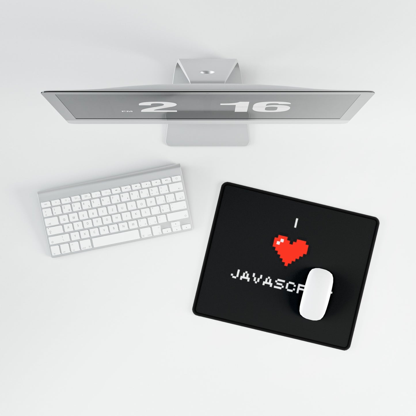 I Heart JavaScript Black Desk Mat