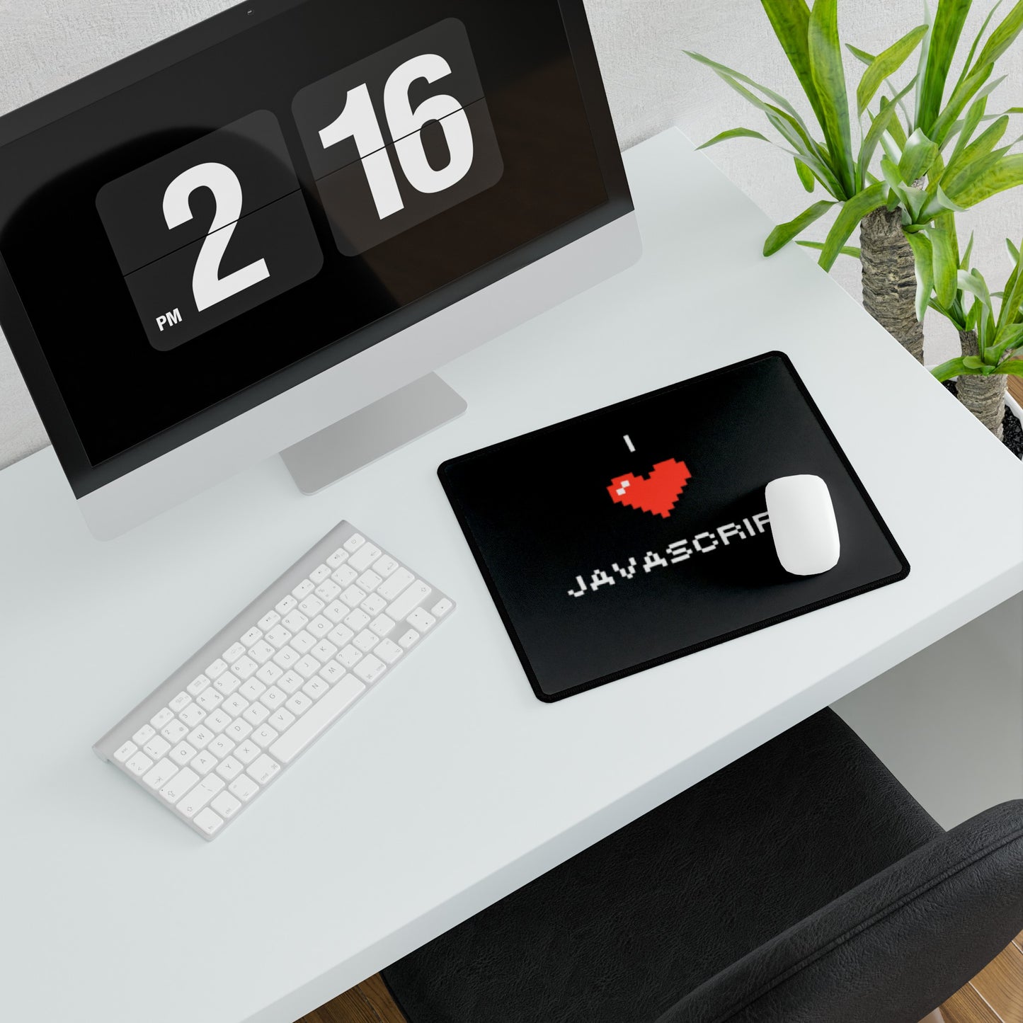 I Heart JavaScript Black Desk Mat