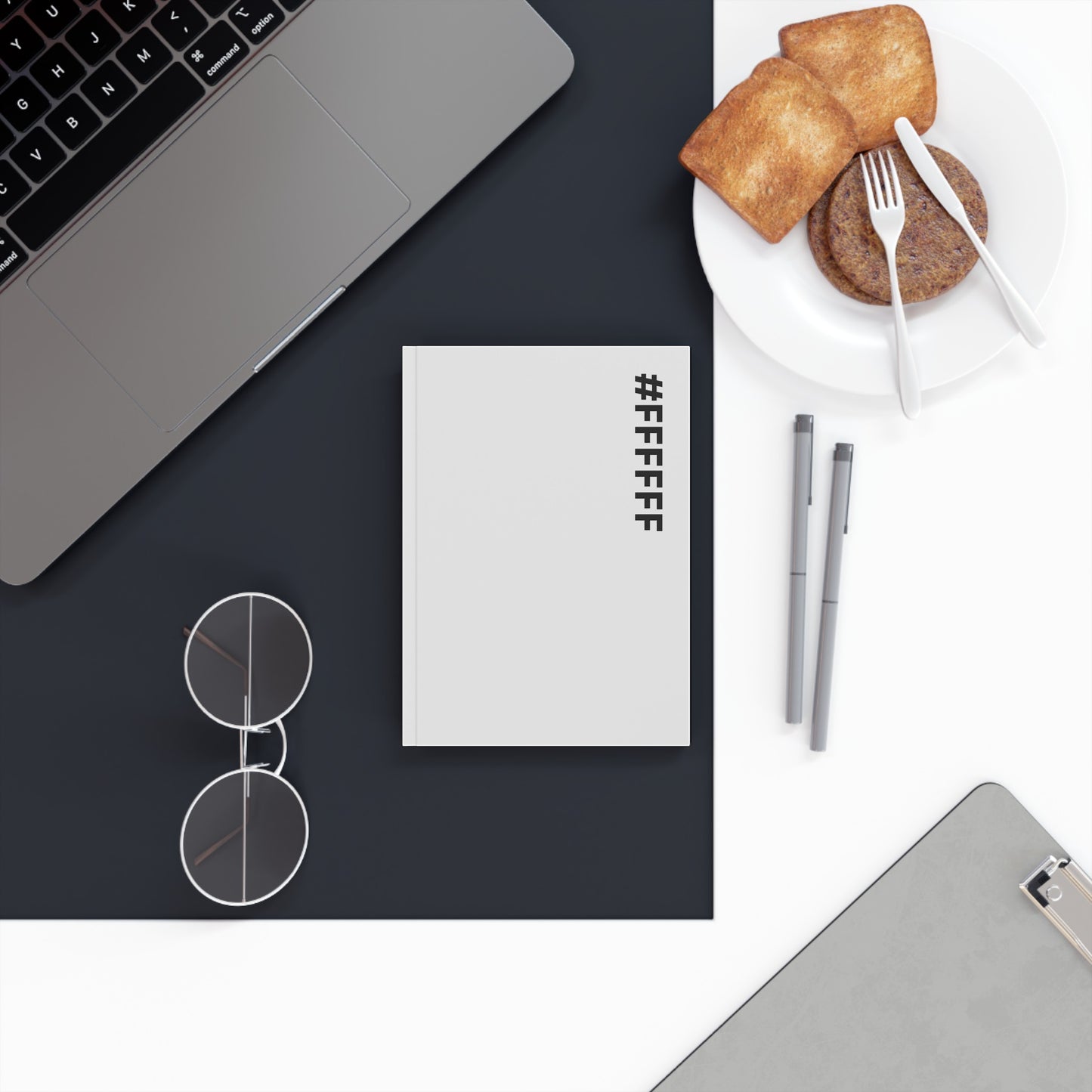 #FFFFFF Hard Backed Notebook