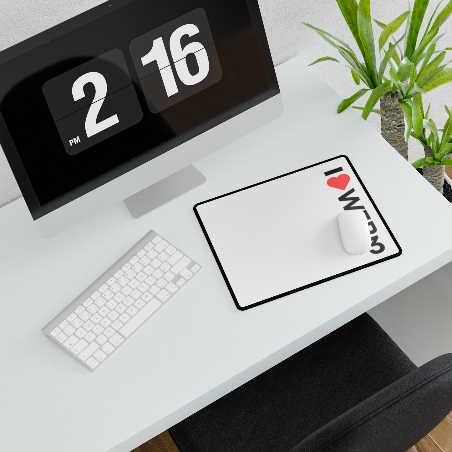 I <3 WEB3 White Desk Mat - Coder Cave