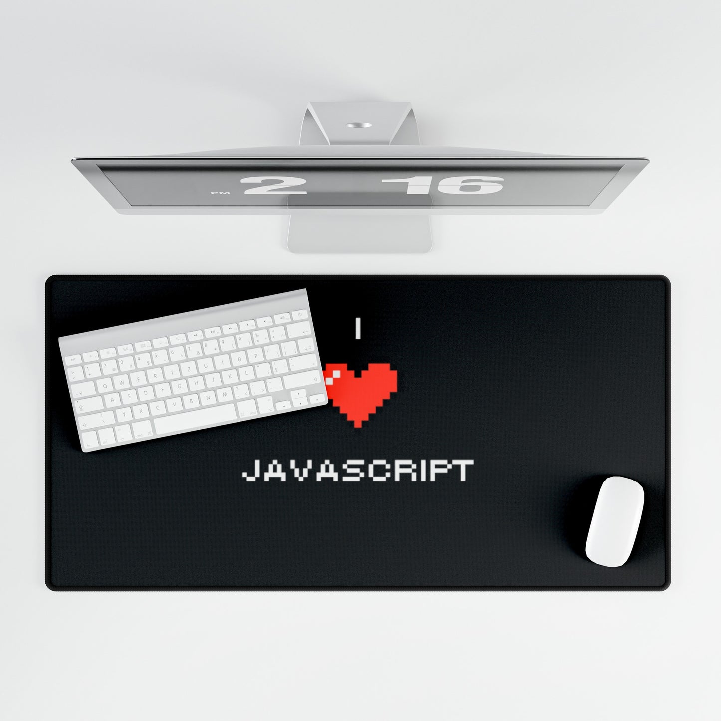 I Heart JavaScript Black Desk Mat