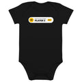 Player 2 Has Joined black baby bodysuit, white notification pill with gold P2 badge and LVL 1