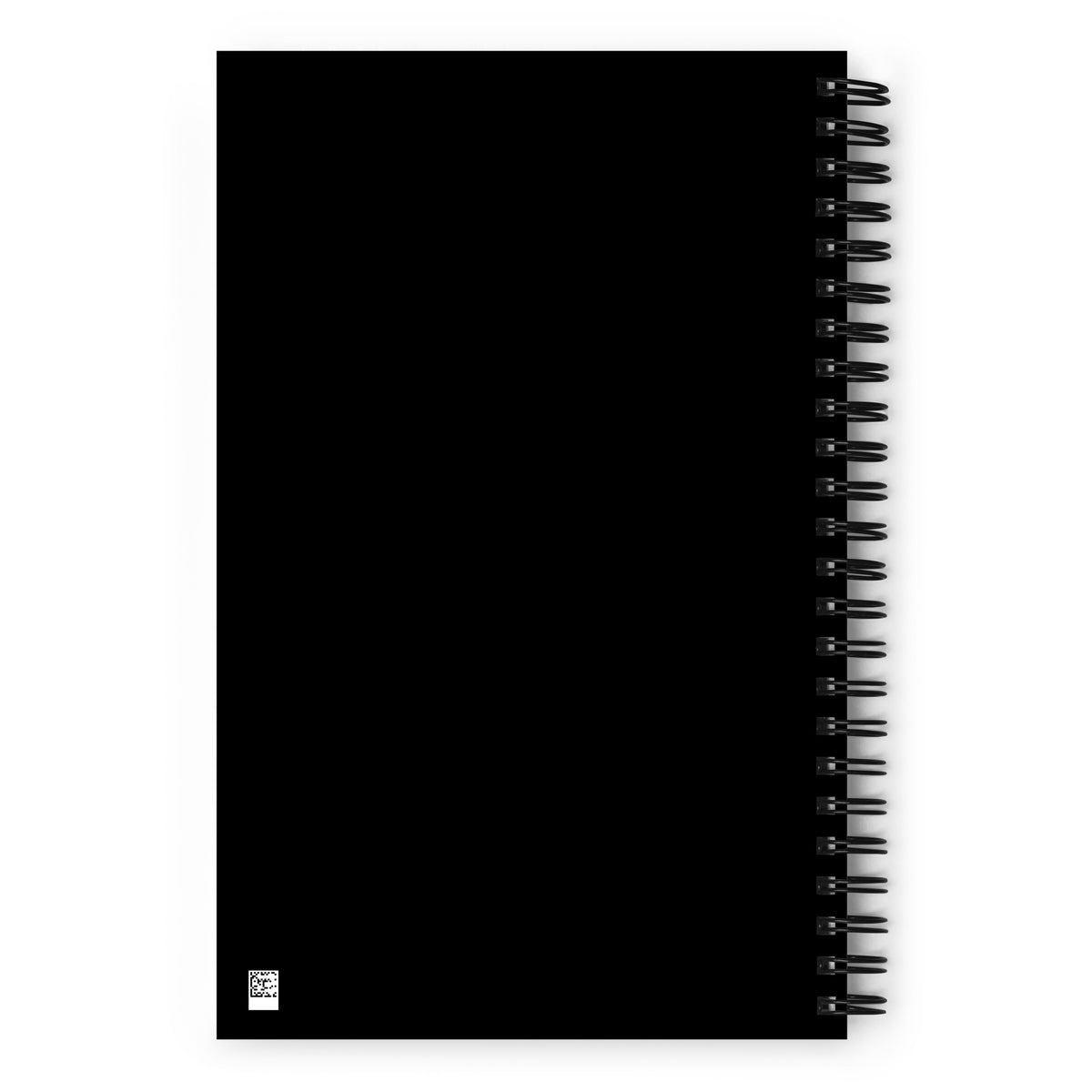 Back cover of the #000000 Hex Code spiral notebook, printed solid black