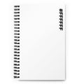 #FFFFFF Hex Code white spiral notebook, black text running down the right edge of the cover from the top