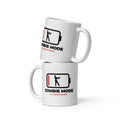 Zombie Mode white mug, battery at 1% with a zombie silhouette inside and the words ZOMBIE MODE